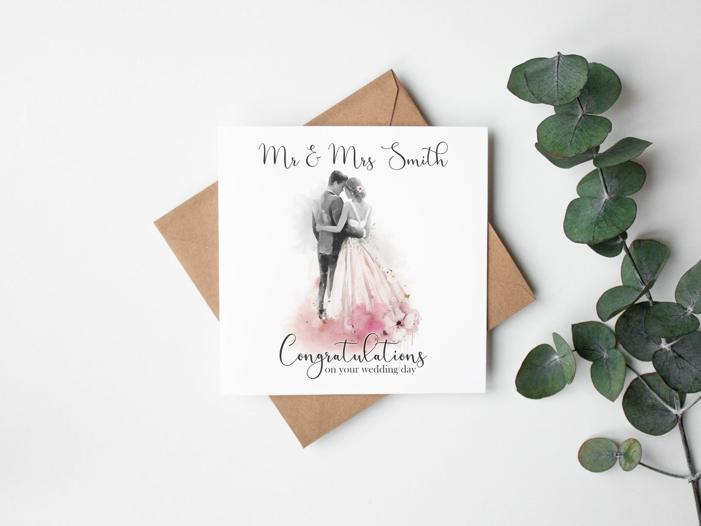 Wedding Couple Card - Pinks