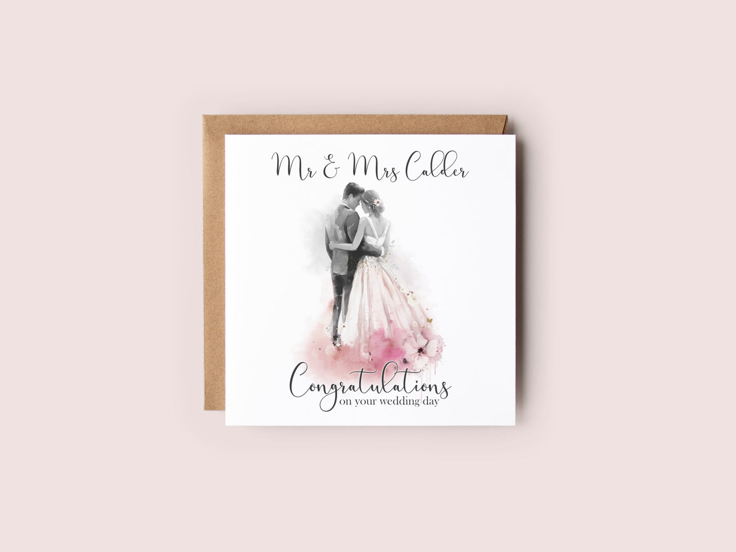 Wedding Couple Card - Pinks