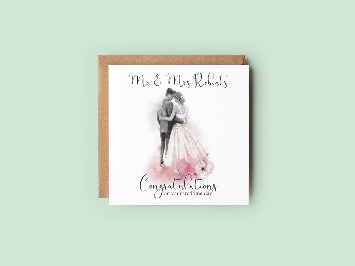 Wedding Couple Card - Pinks