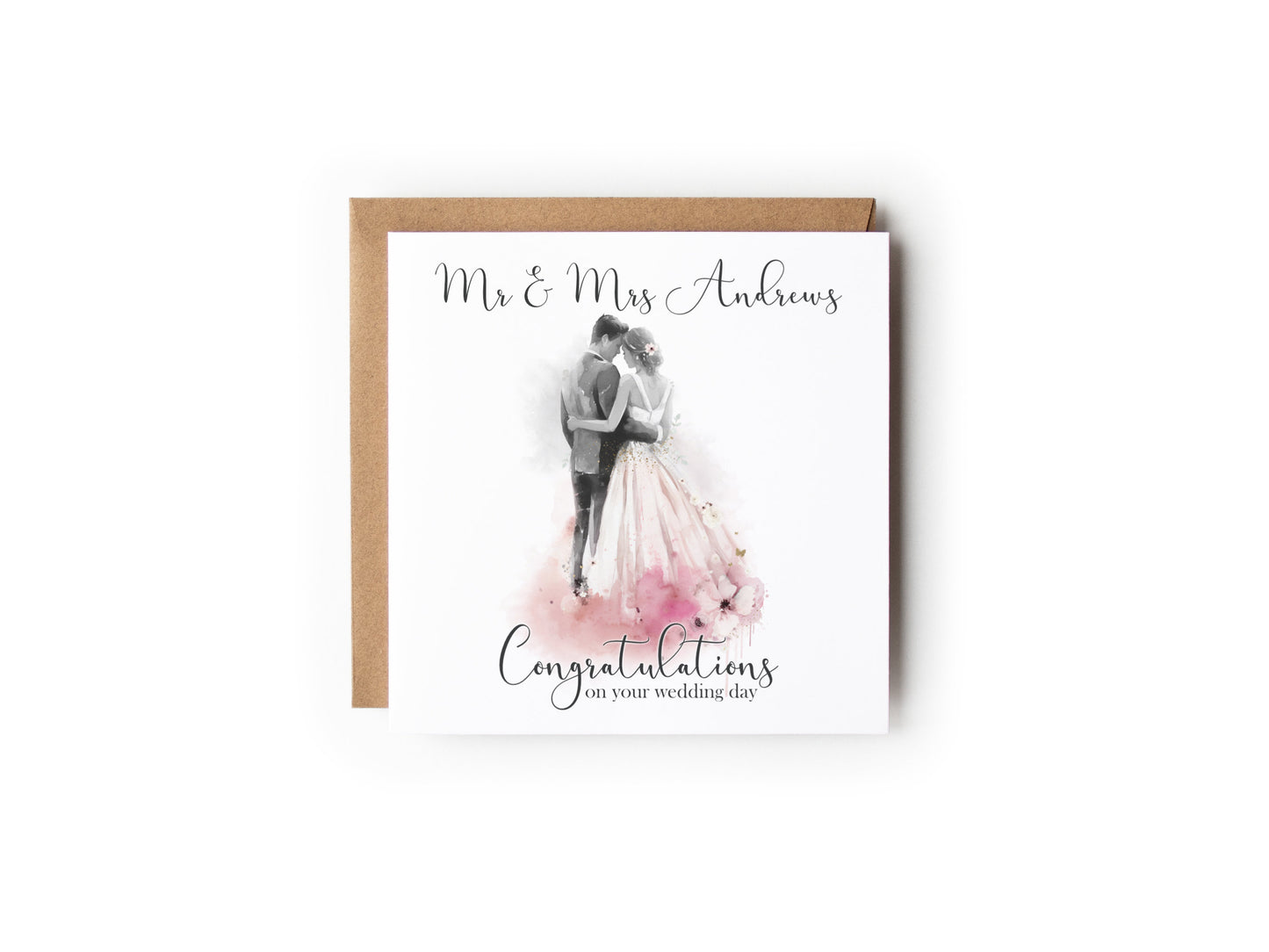 Wedding Couple Card - Pinks
