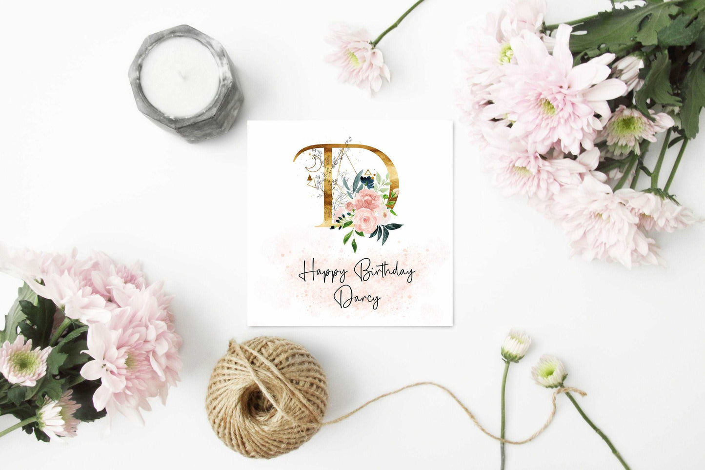 Floral Initial Birthday Card