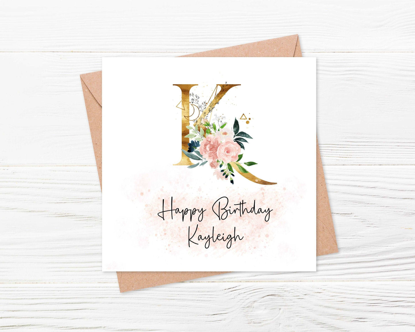Floral Initial Birthday Card