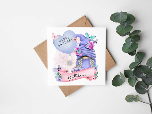Gnome/Gonk Purple Birthday Card