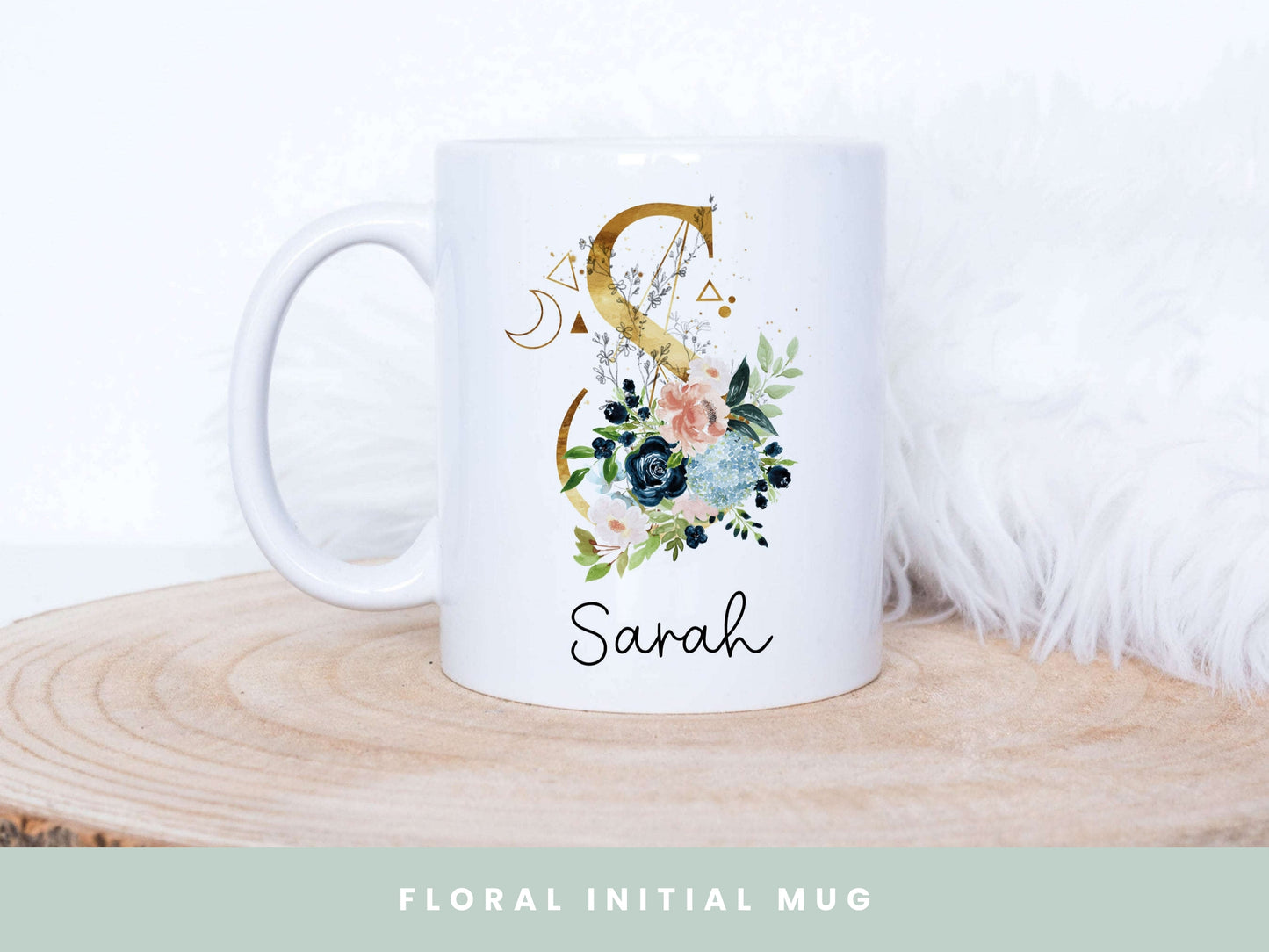 Gold & Floral Initial Mug