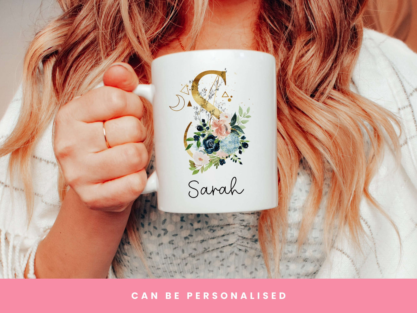 Gold & Floral Initial Mug