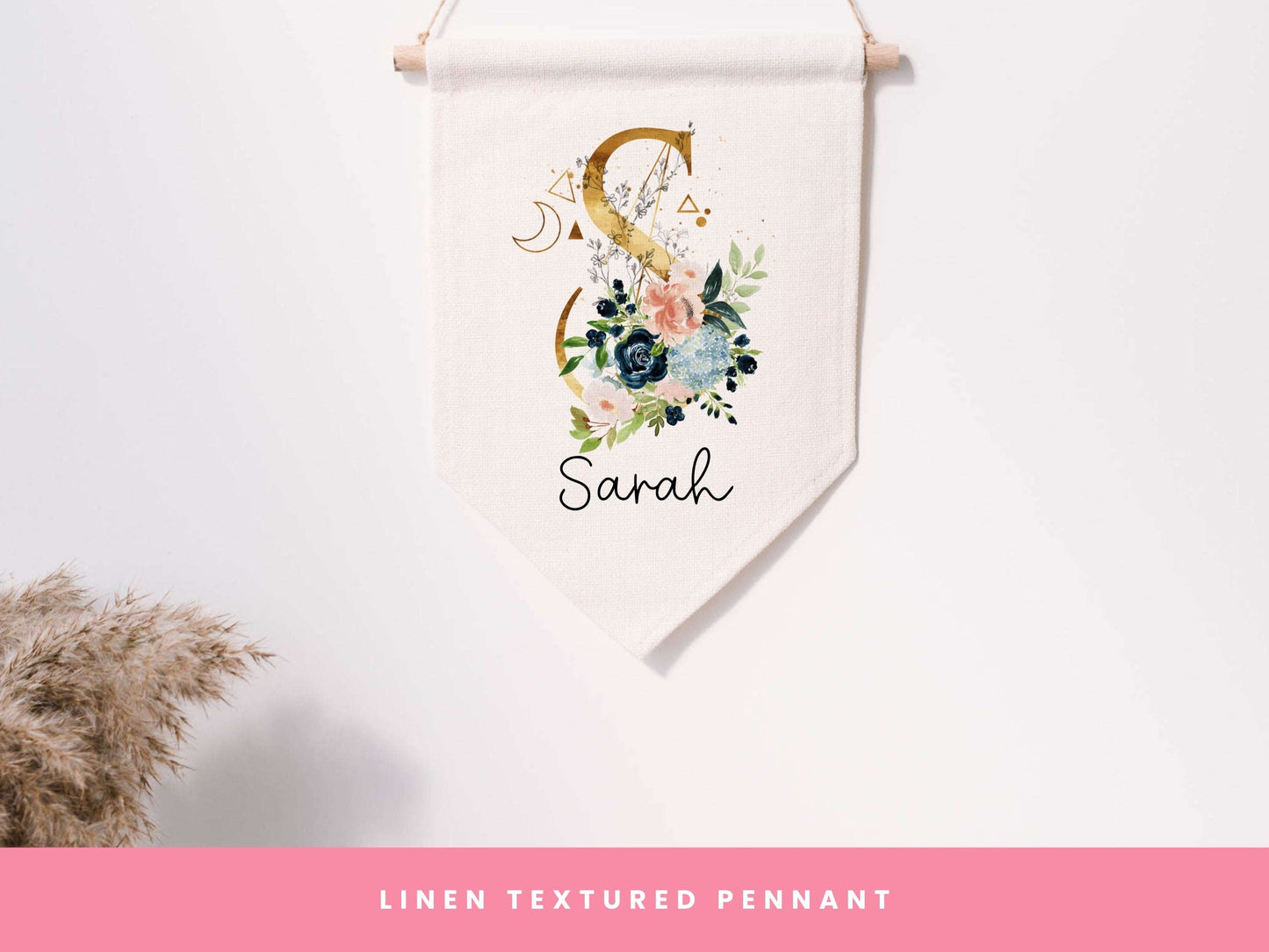 Gold & Floral Initial Pennant