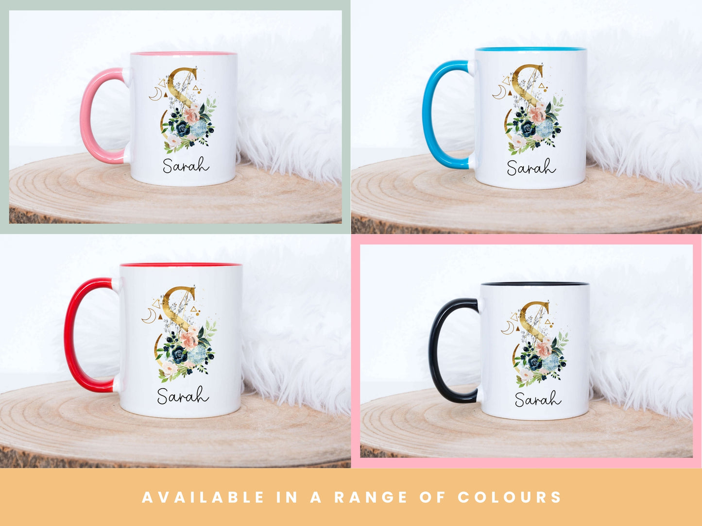 Gold & Floral Initial Mug