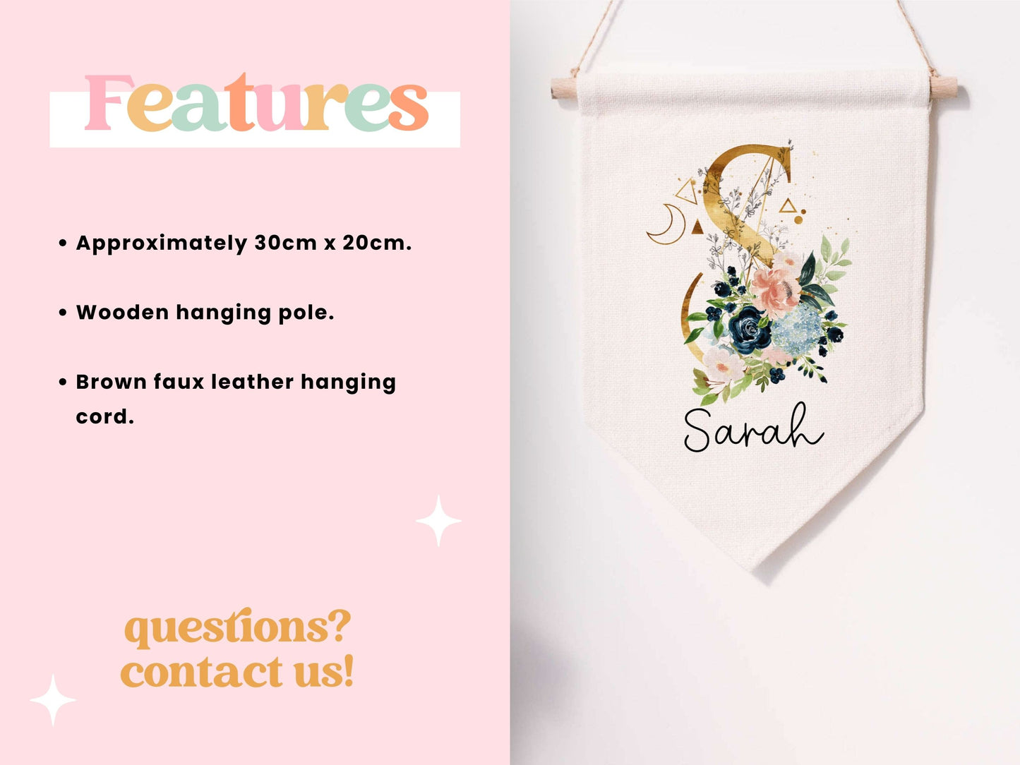 Gold & Floral Initial Pennant