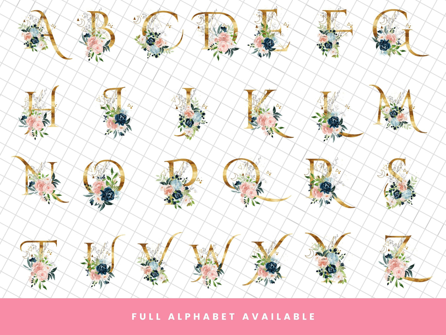 Gold & Floral Initial Mug