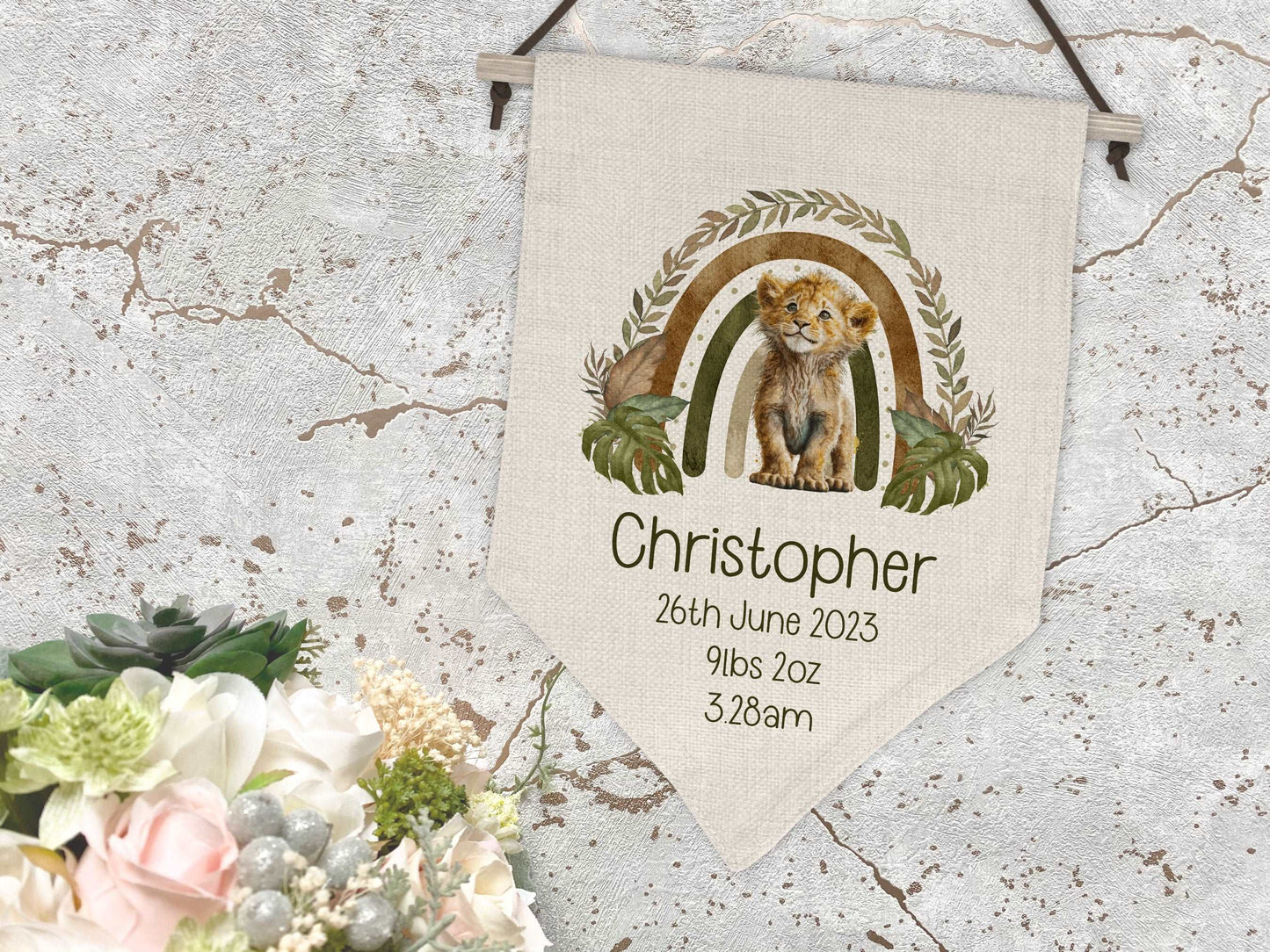 Jungle Lion Rainbow Pennant