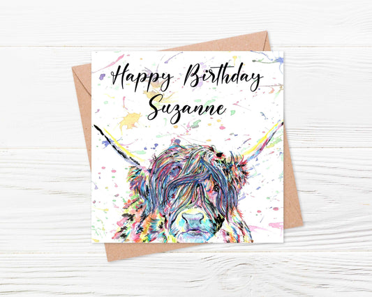 Highland Cow Birthday Card