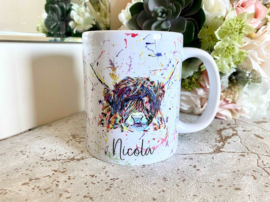 Highland Cow Print Mug - White