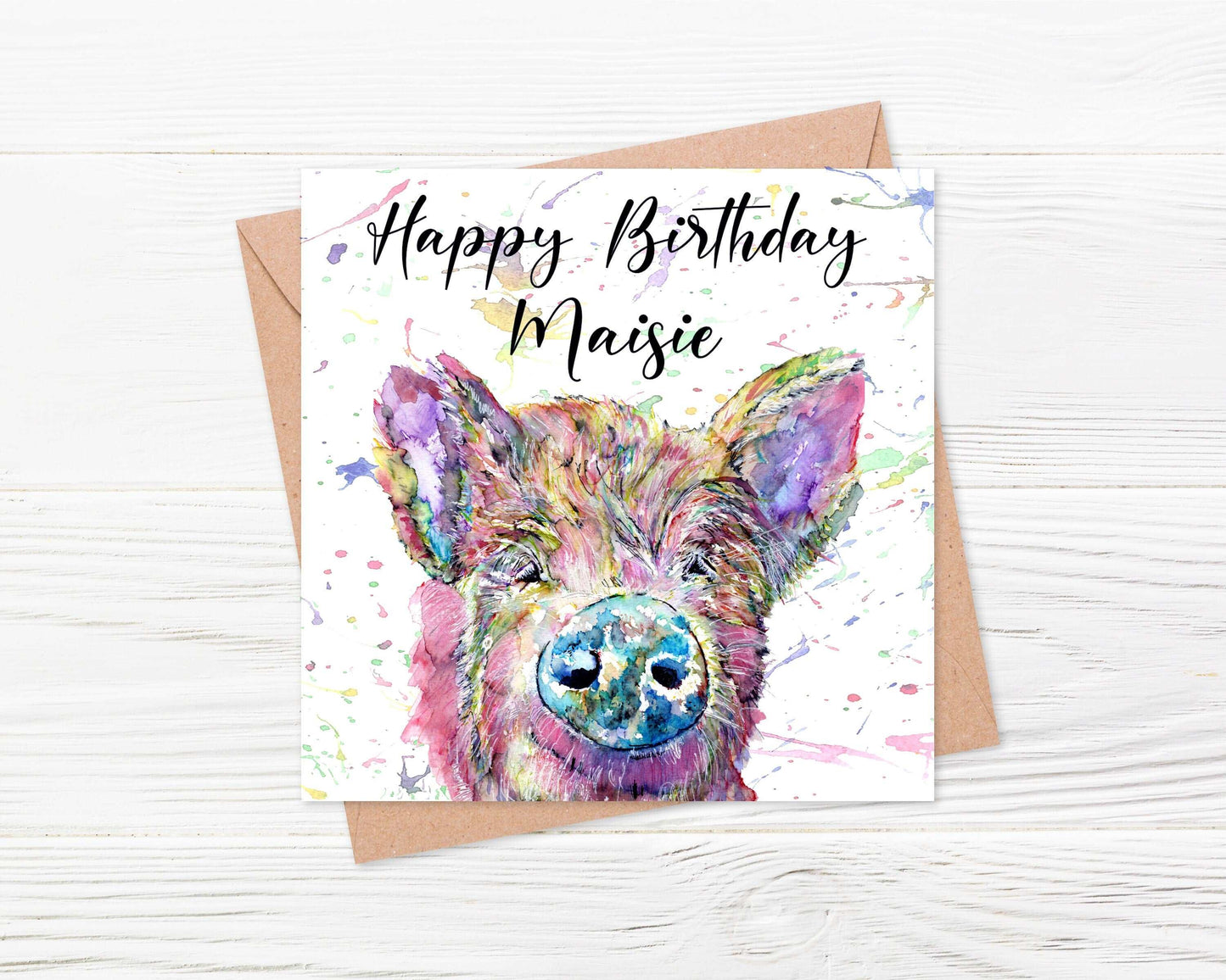 Pig Print Birthday Card