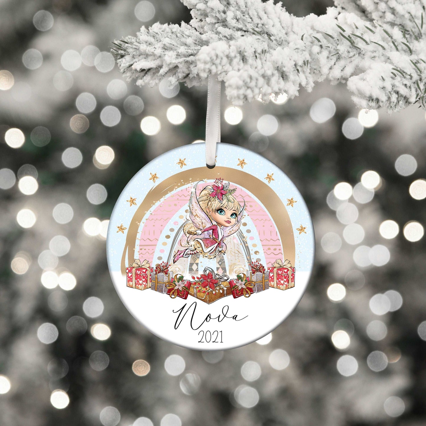 Personalised Fairy Christmas ornament, family ornament, 1st Christmas, baby's first christmas bauble, tree decoration