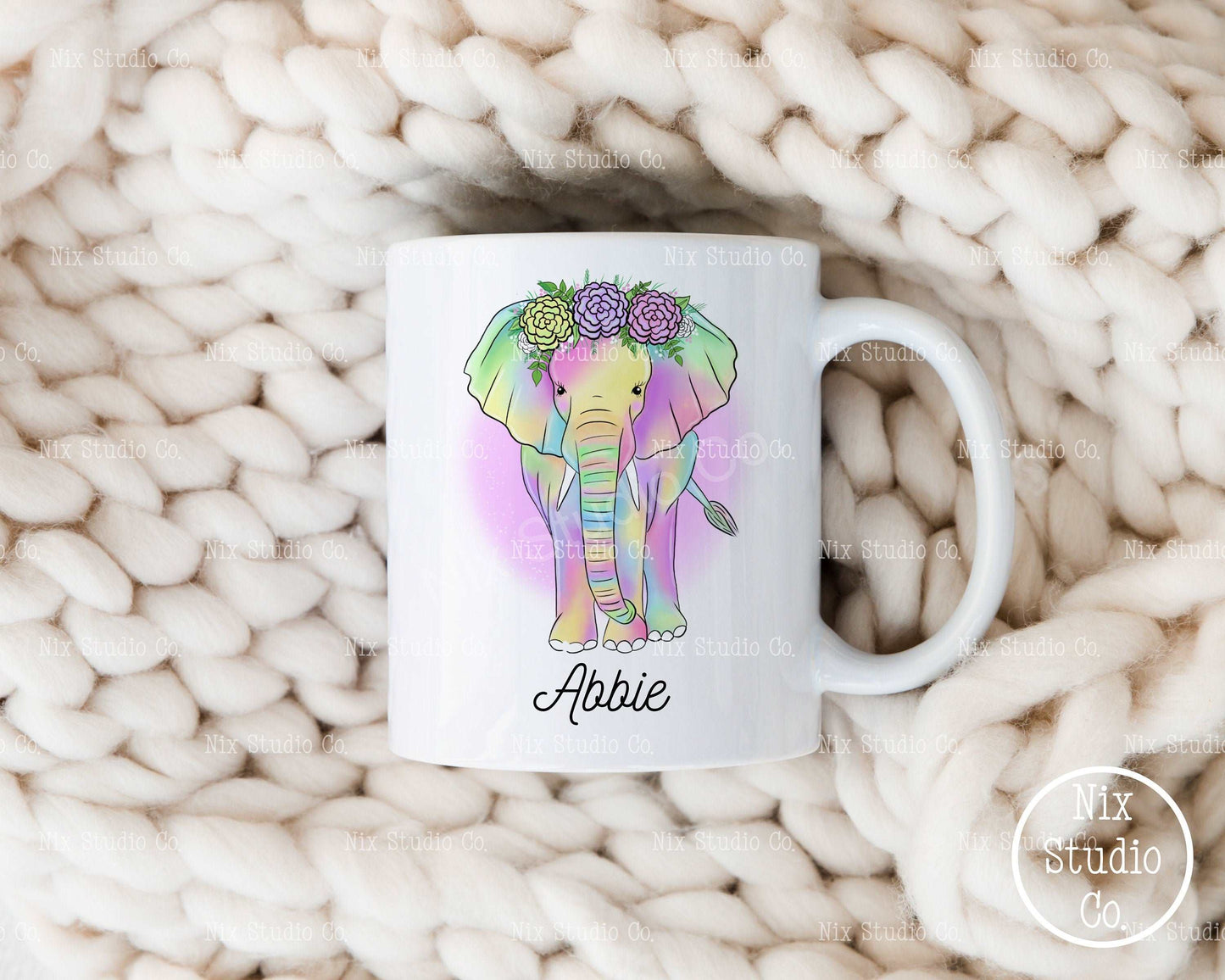 Personalised elephant print mug