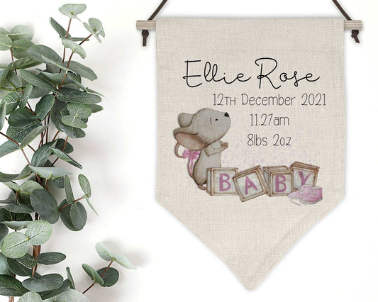 Personalised Pink Mouse nursery wall hanging