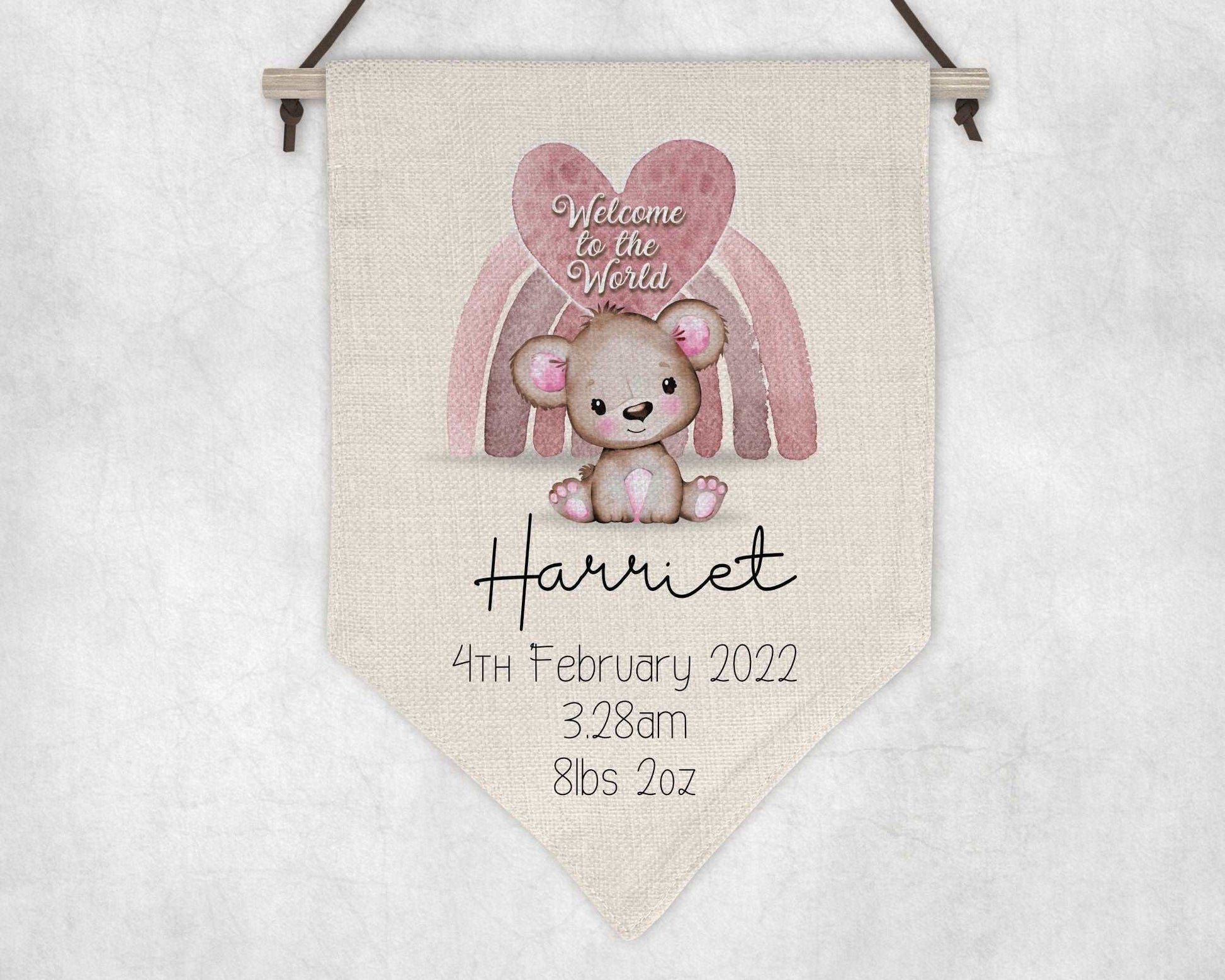Pink Welcome to the World Nursery Pennant