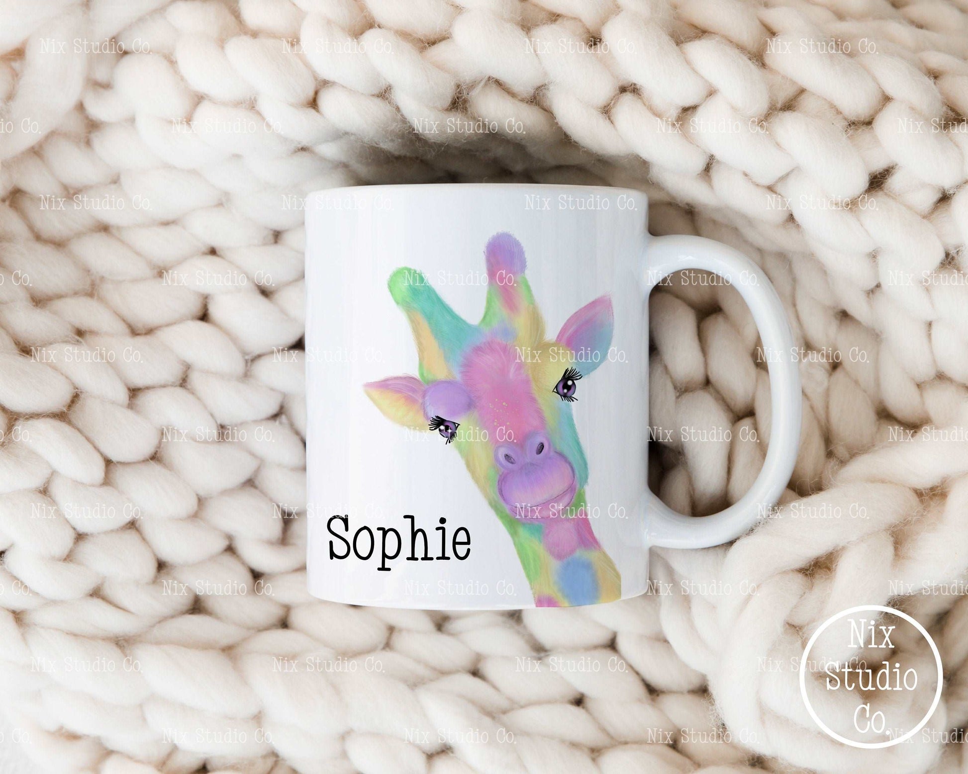 Colourful Giraffe Print Mug