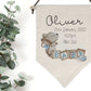 Personalised blue mouse nursery wall hanging