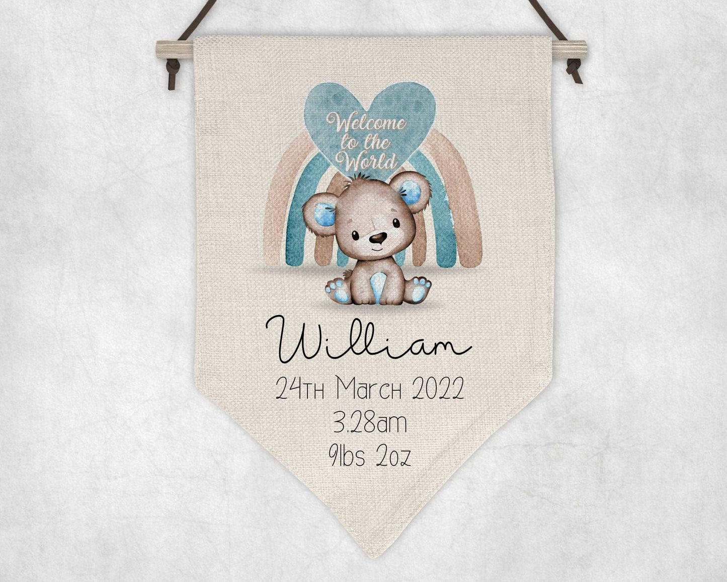 Blue Welcome to the World Pennant