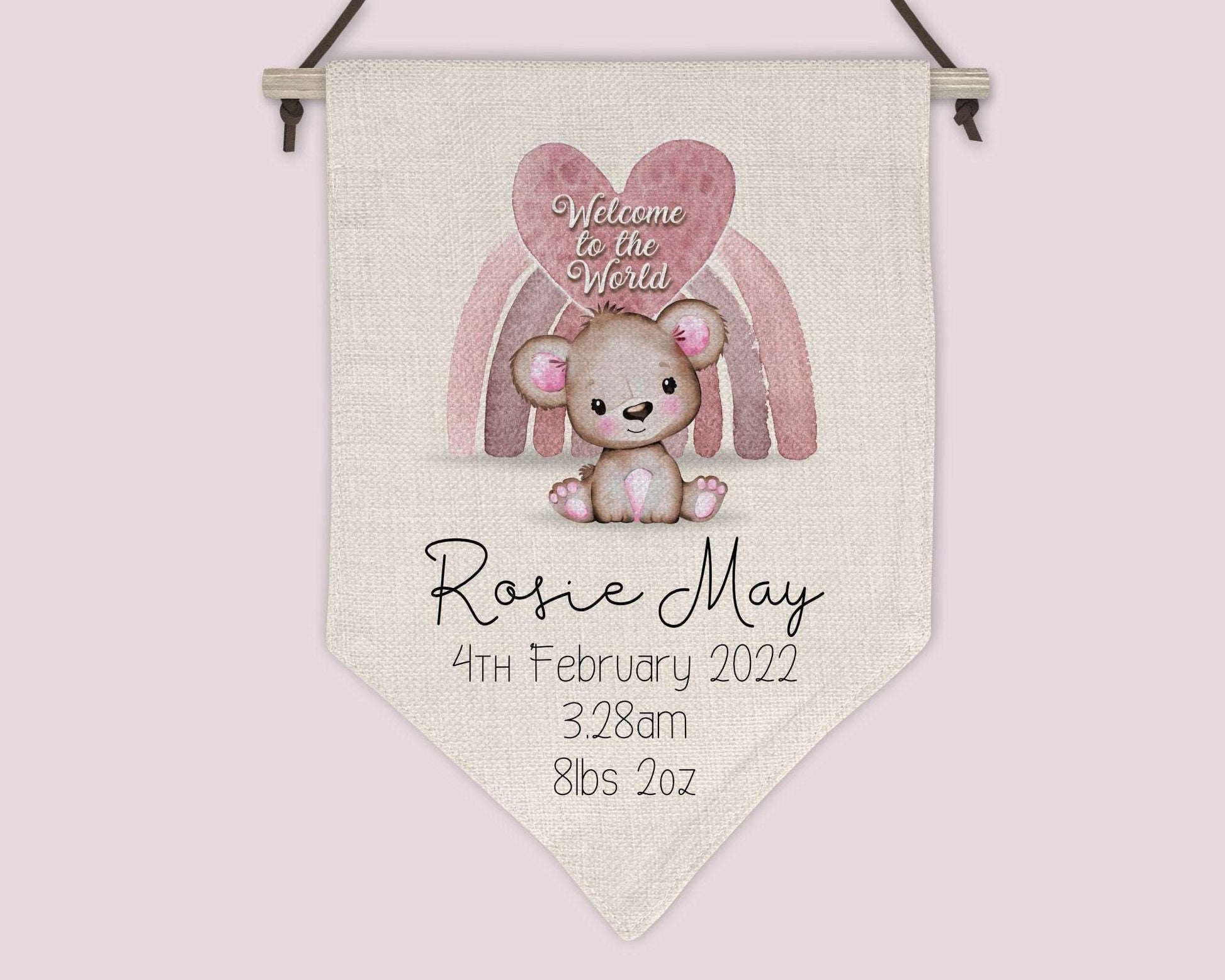 Pink Welcome to the World Nursery Pennant