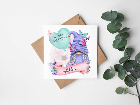 Gnome/Gonk Teal Birthday Card