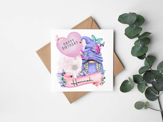 Gnome/Gonk Pink Birthday Card