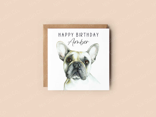 personalised french bulldog birthday card