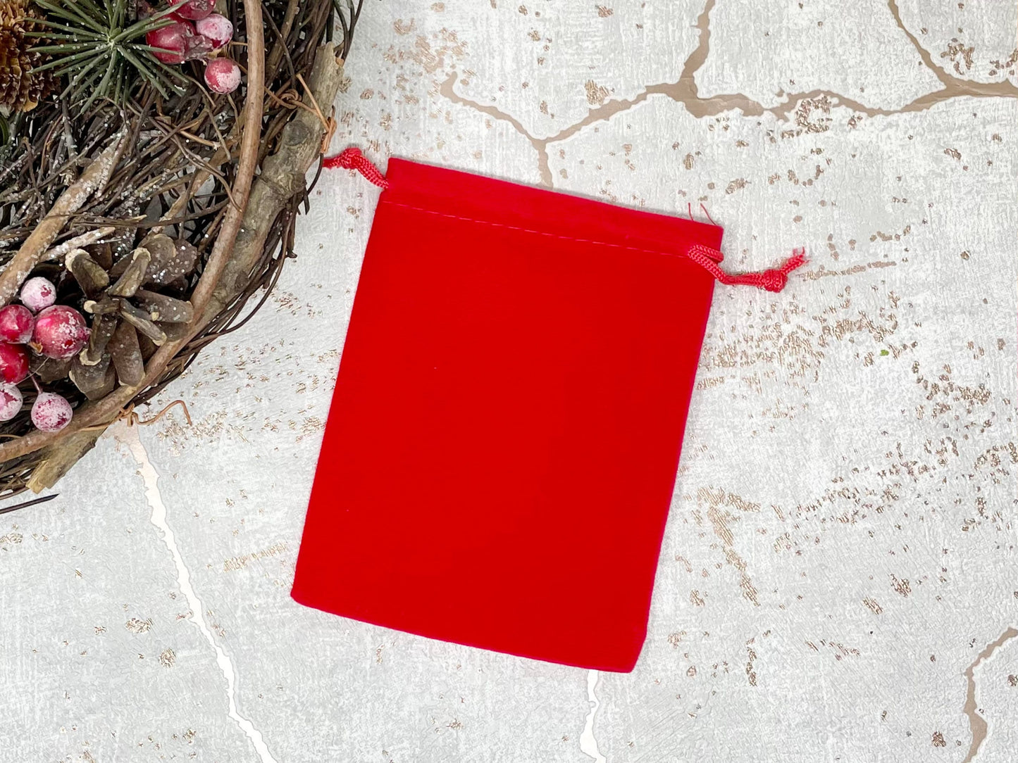 red velvet pouch gift bag