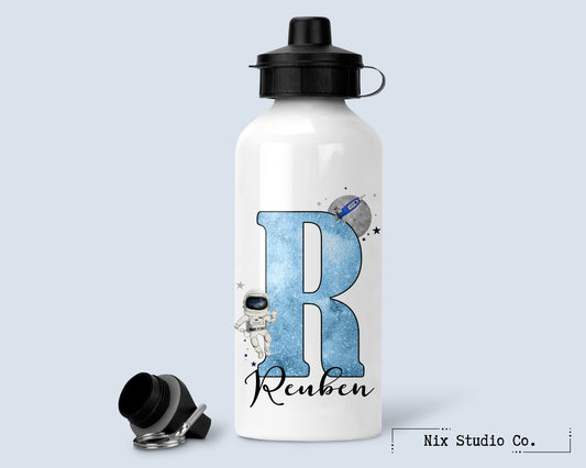 Blue Space Theme Water Bottle