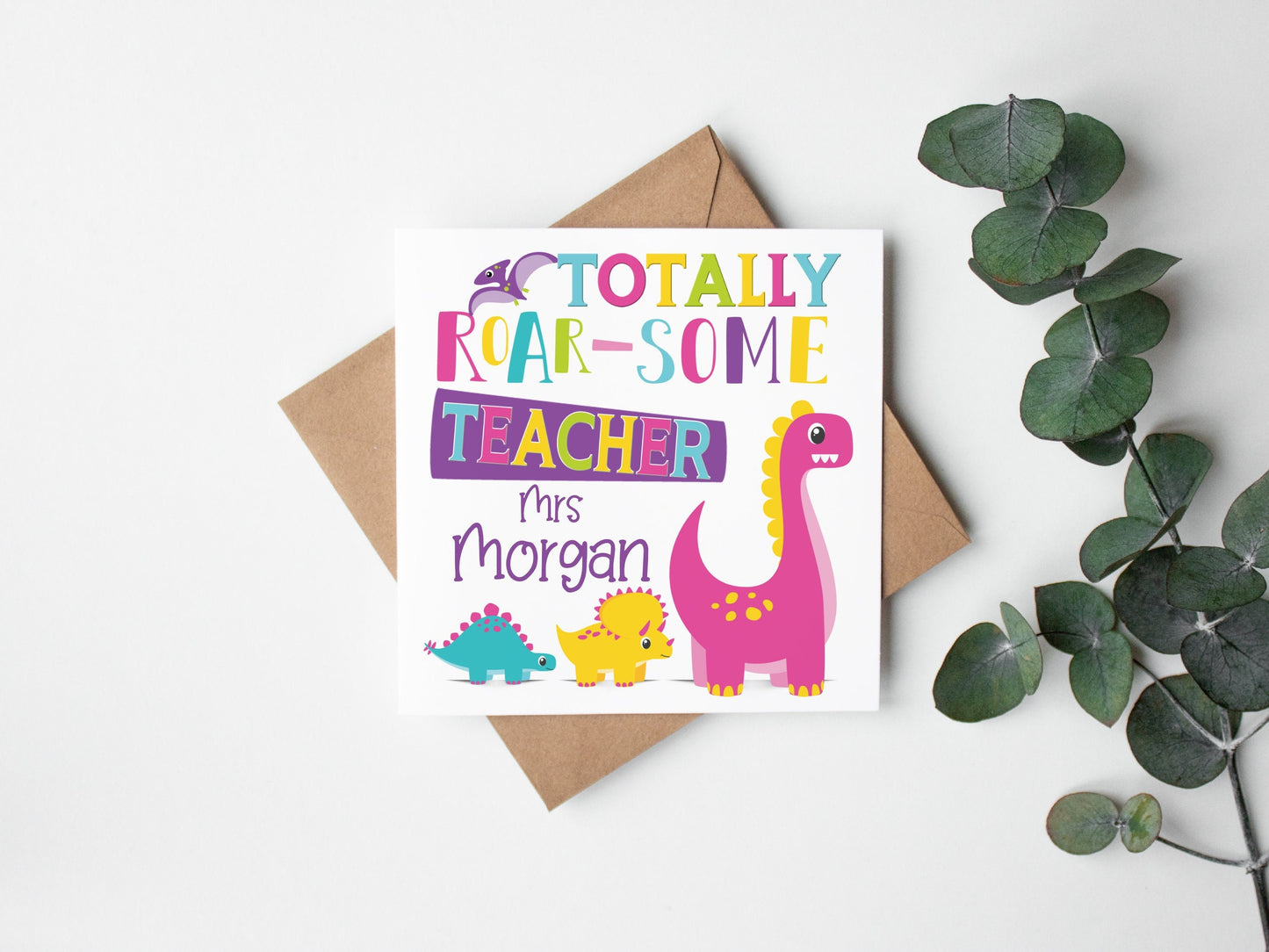 Roarsome Teacher Card Pink
