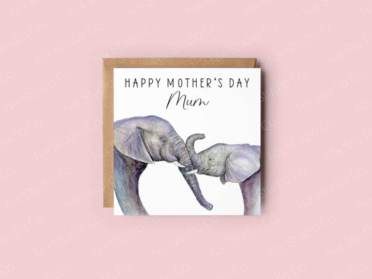 mum and baby elephant mothers day card