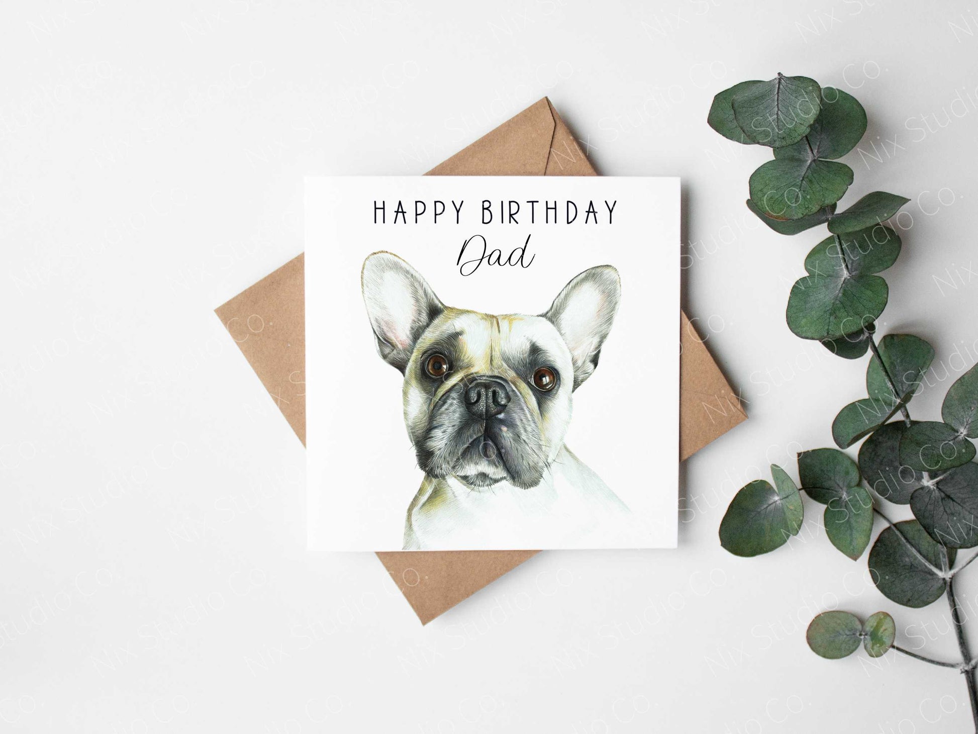 personalised french bulldog birthday card
