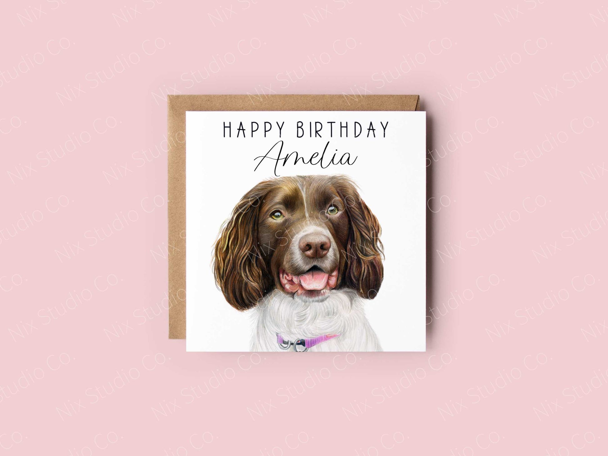 personalised springer spaniel birthday card