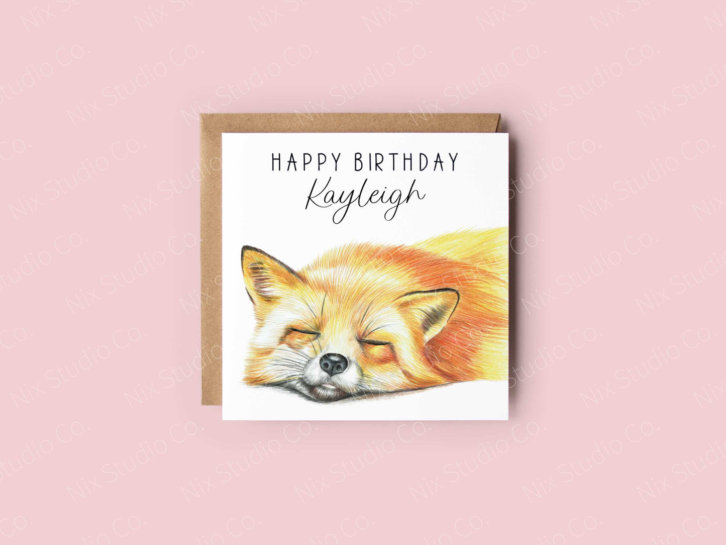 personalised fox greetings card