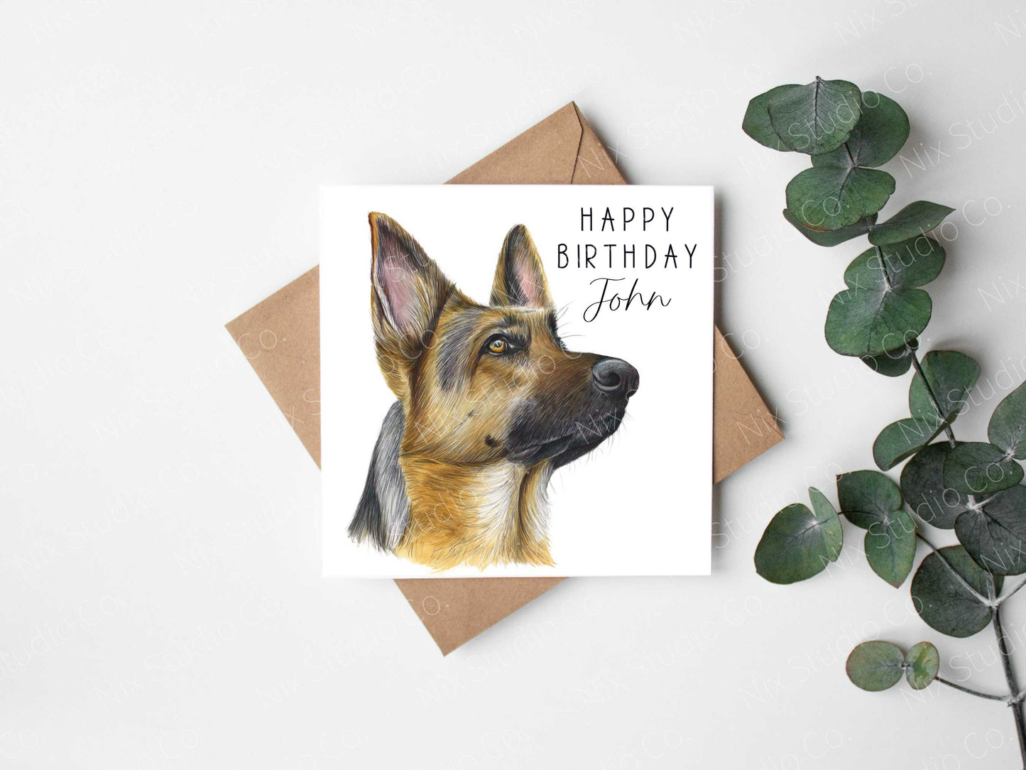 personalised german shepherd birthday card