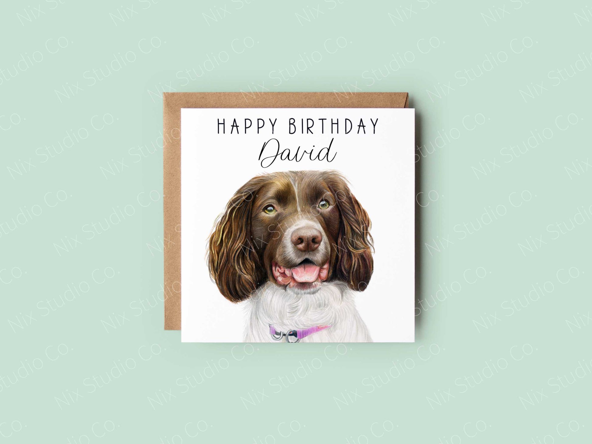 personalised springer spaniel birthday card