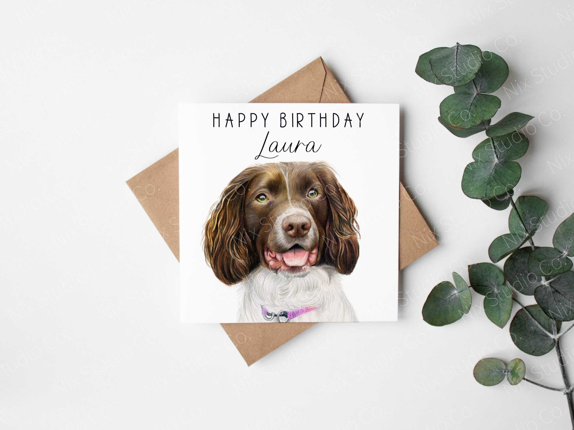 personalised springer spaniel birthday card