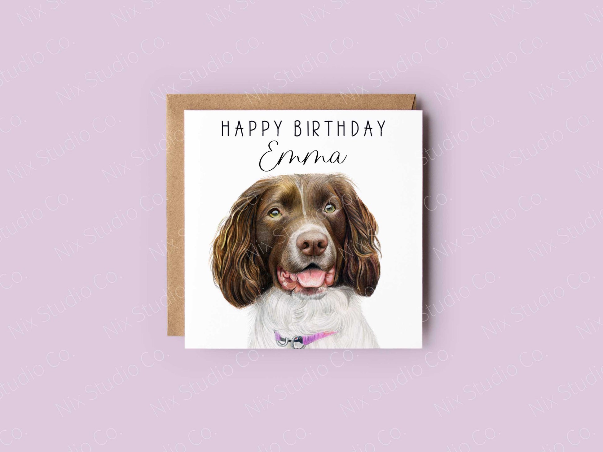 personalised springer spaniel birthday card